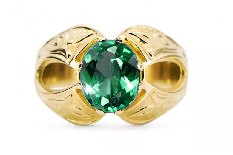 Szmaragd 14k żółte złoto Pierścionek Vintage Biżuteria vrc135y